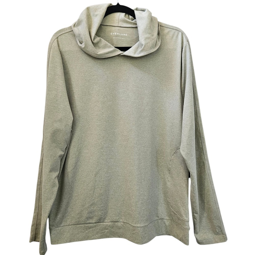 Everlane Sweater Mens L Lt Green Pullover Hoodie Long Sleeve Stretch‎ Zip Pocket